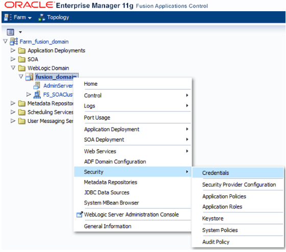 Add the user and password that the connector on SOA server must use to call Order Management.
