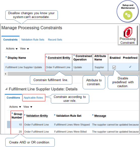 page Manage Processing Constraints