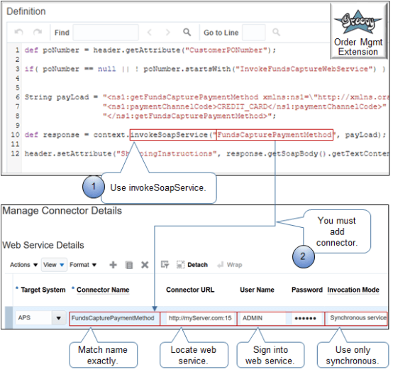 extension that calls a web service