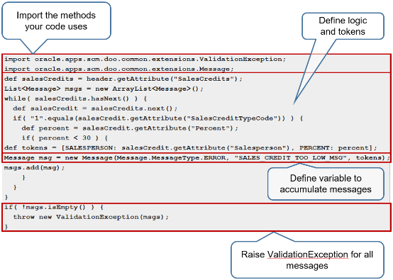 code that accumulates messages