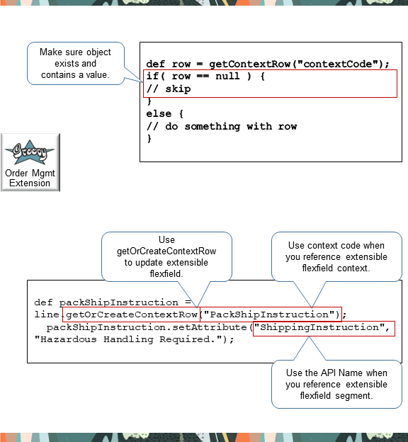 guidelines when you use an extensible flexfield in an order management extension