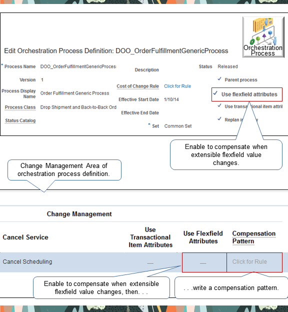 guidelines when you use an extensible flexfield while processing a change order