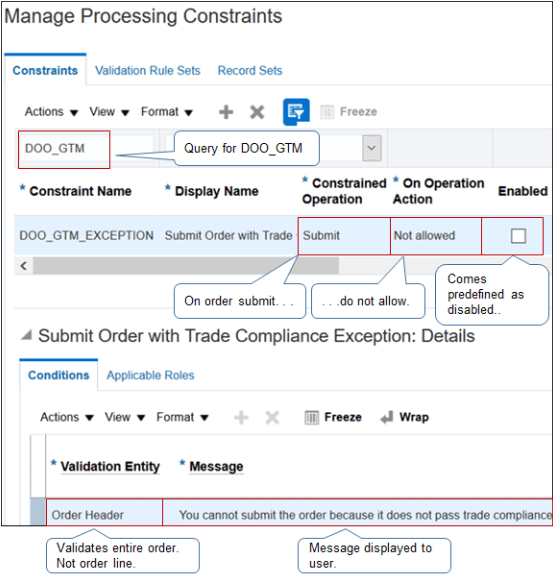 page Manage Processing Constraints in work area Setup and Maintenance
