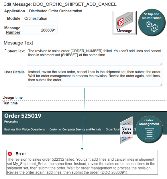 In this example, you creates a sales order, adds two order lines, and assigns each line to My_Shipment_Set.