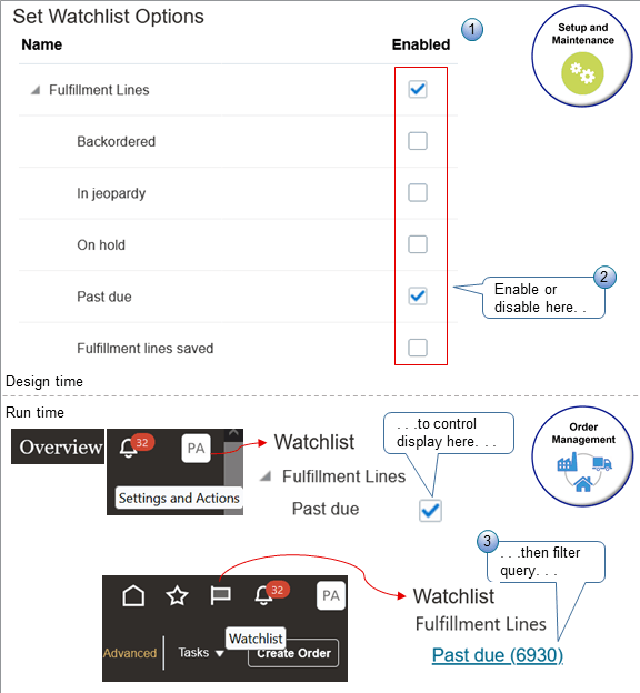 Control the options that your users can select for the watchlist.