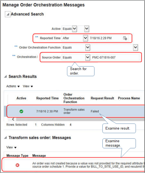 message in the search results.