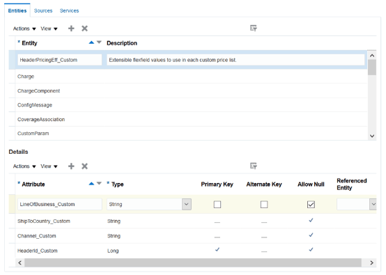 entities on page Manage Service Mappings