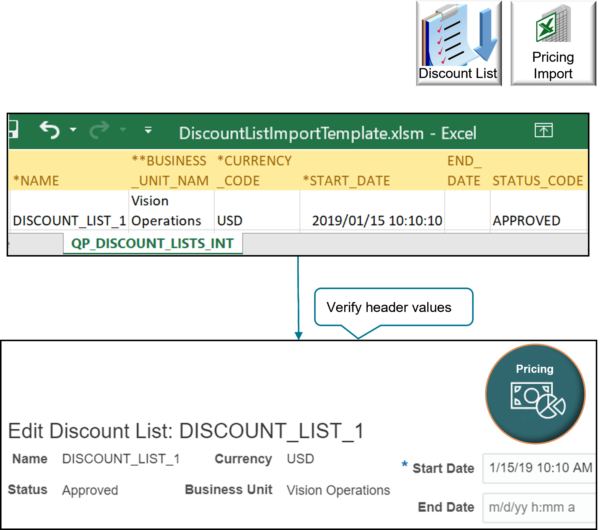 Verify you successfully imported header values.