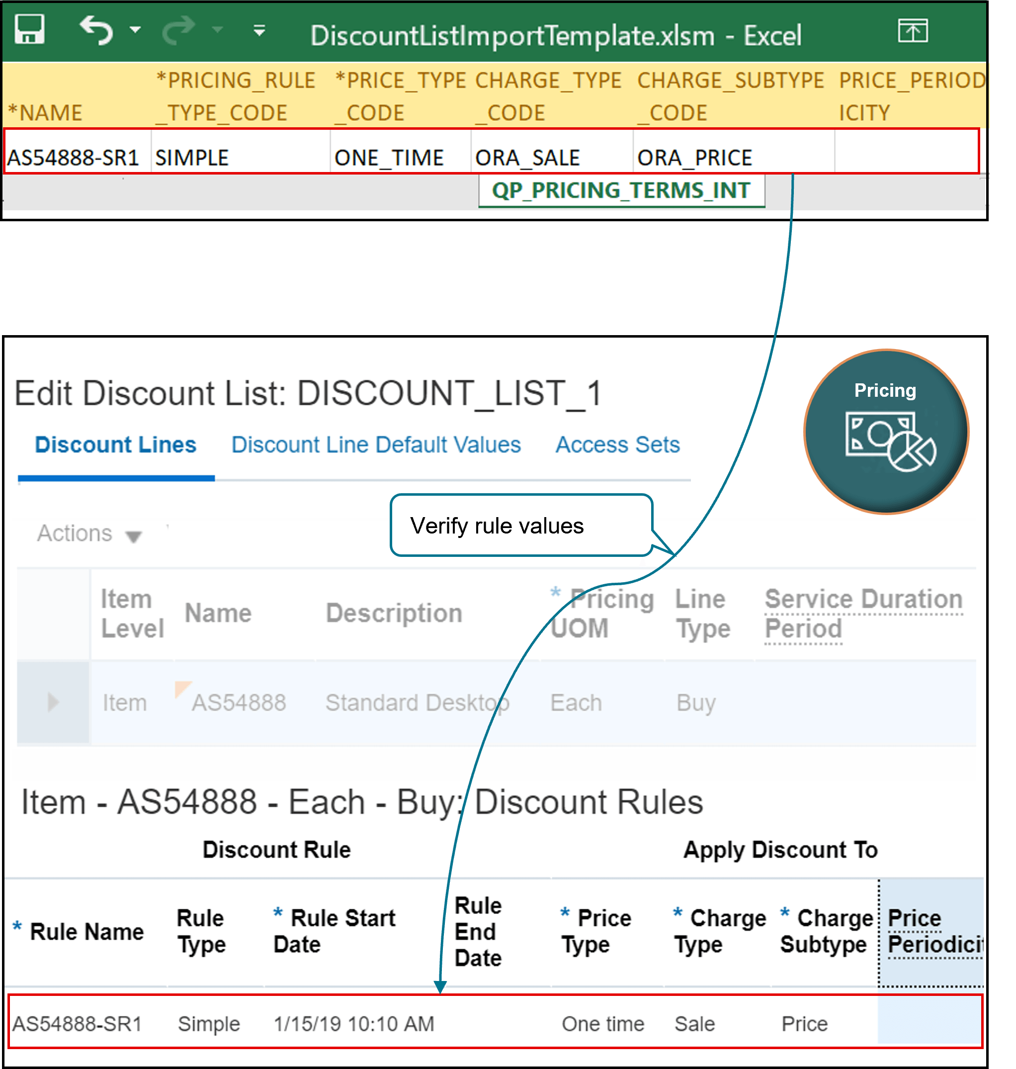 Examine rules that you import in the Discount Rules area.