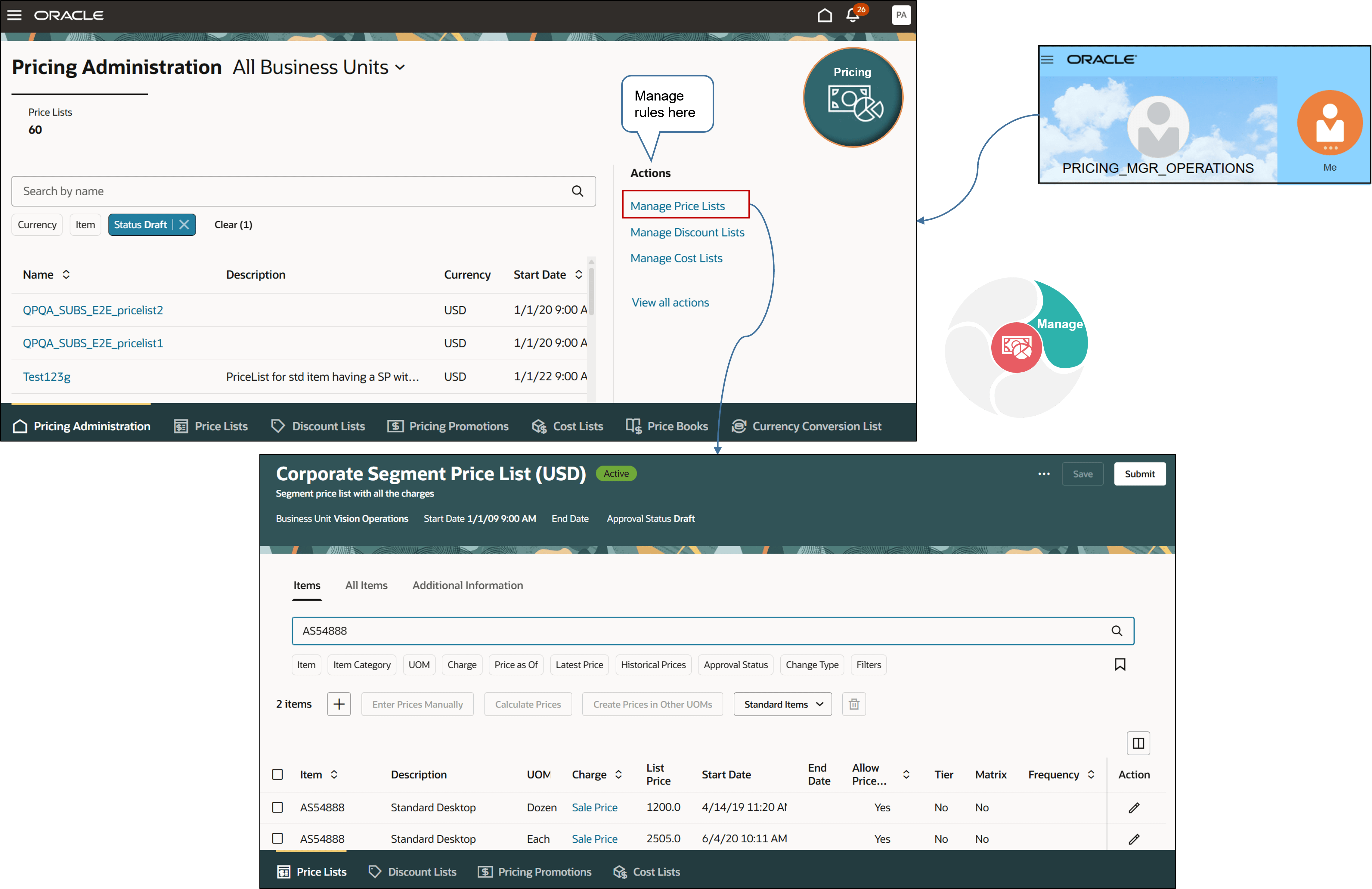Use the Pricing Administration work area to manage all your rules.