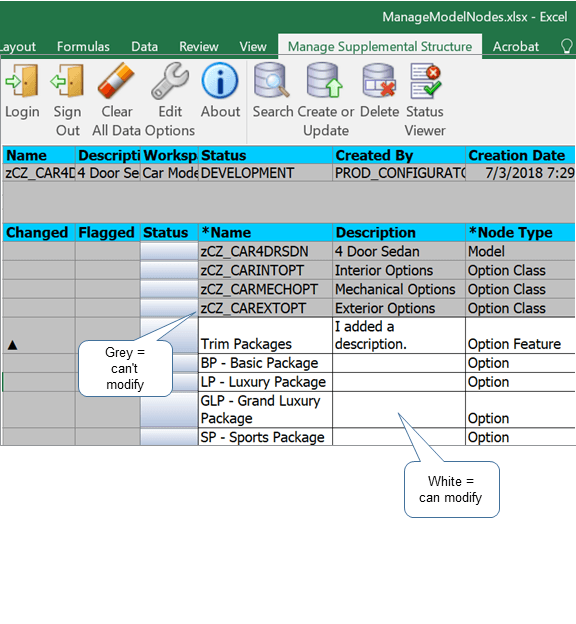 Here's an example that includes part of the data for a configurator model.