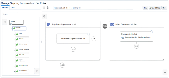 Shipping document job set rule