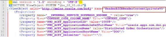 view object name in HeaderEffBHeaderContext1privateVO.xml file