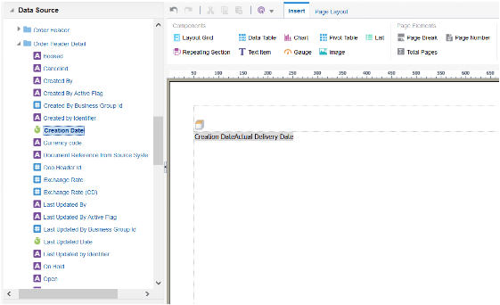 editor in work area Reports and Analytics