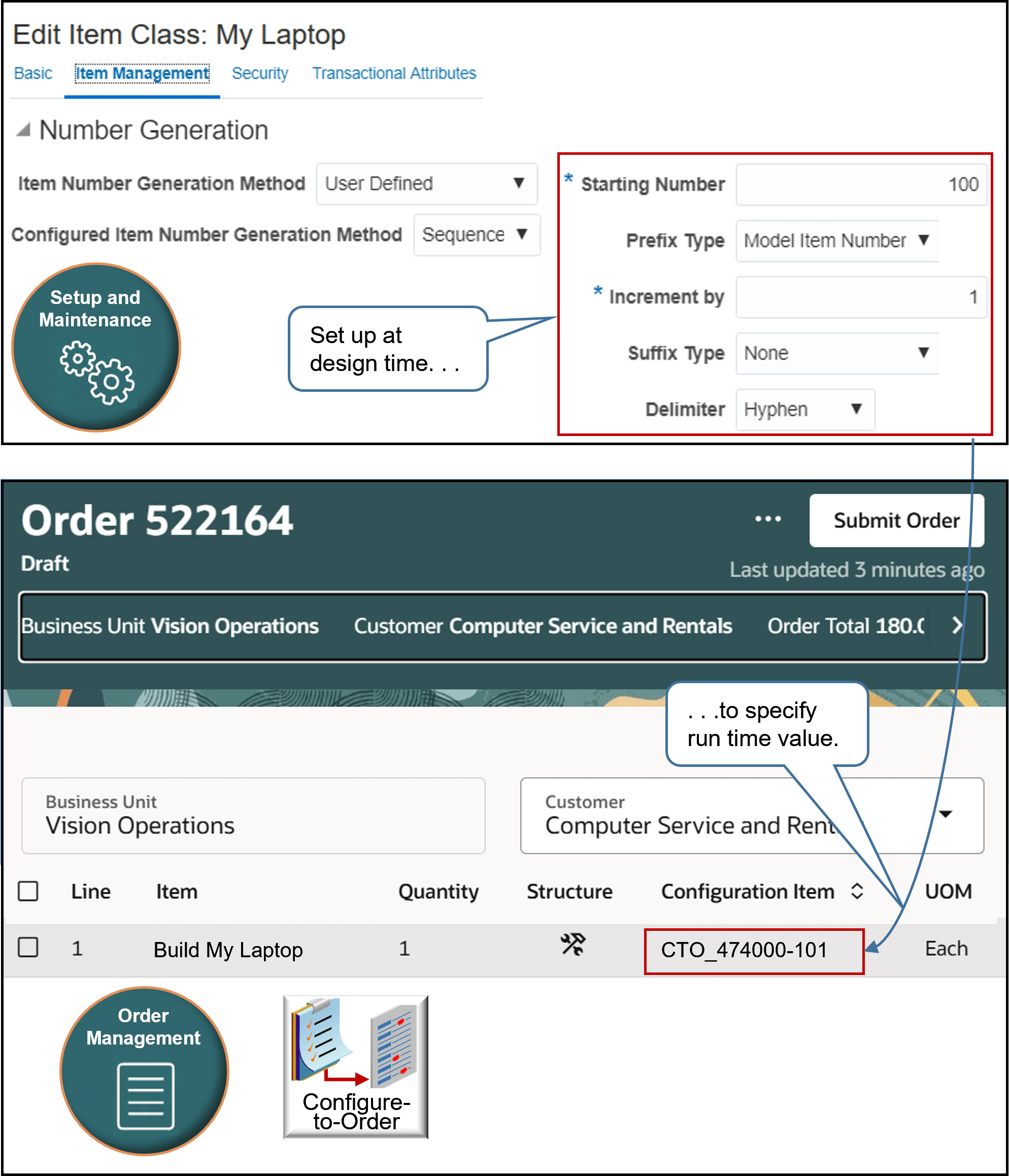 Set up the item class so the item name for each configured item is unique.