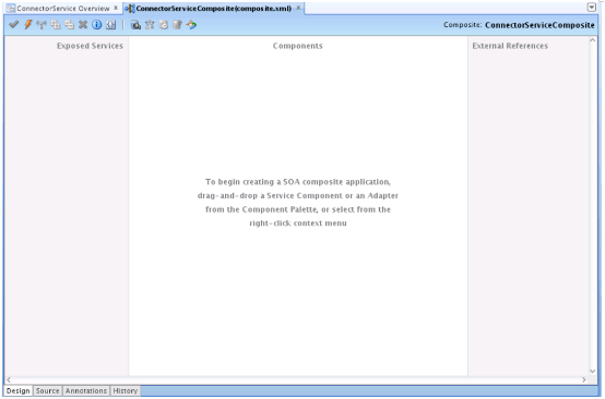 composite that includes panes Exposed Services, Components, and References.