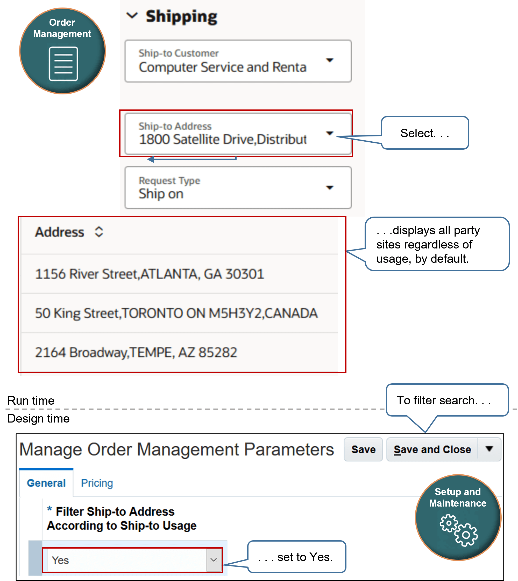 Set Filter Ship-to Address According to Ship-to Usage to Yes.