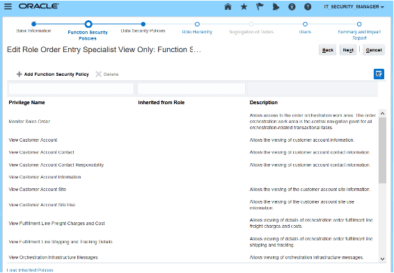 the Function Security Policies page.