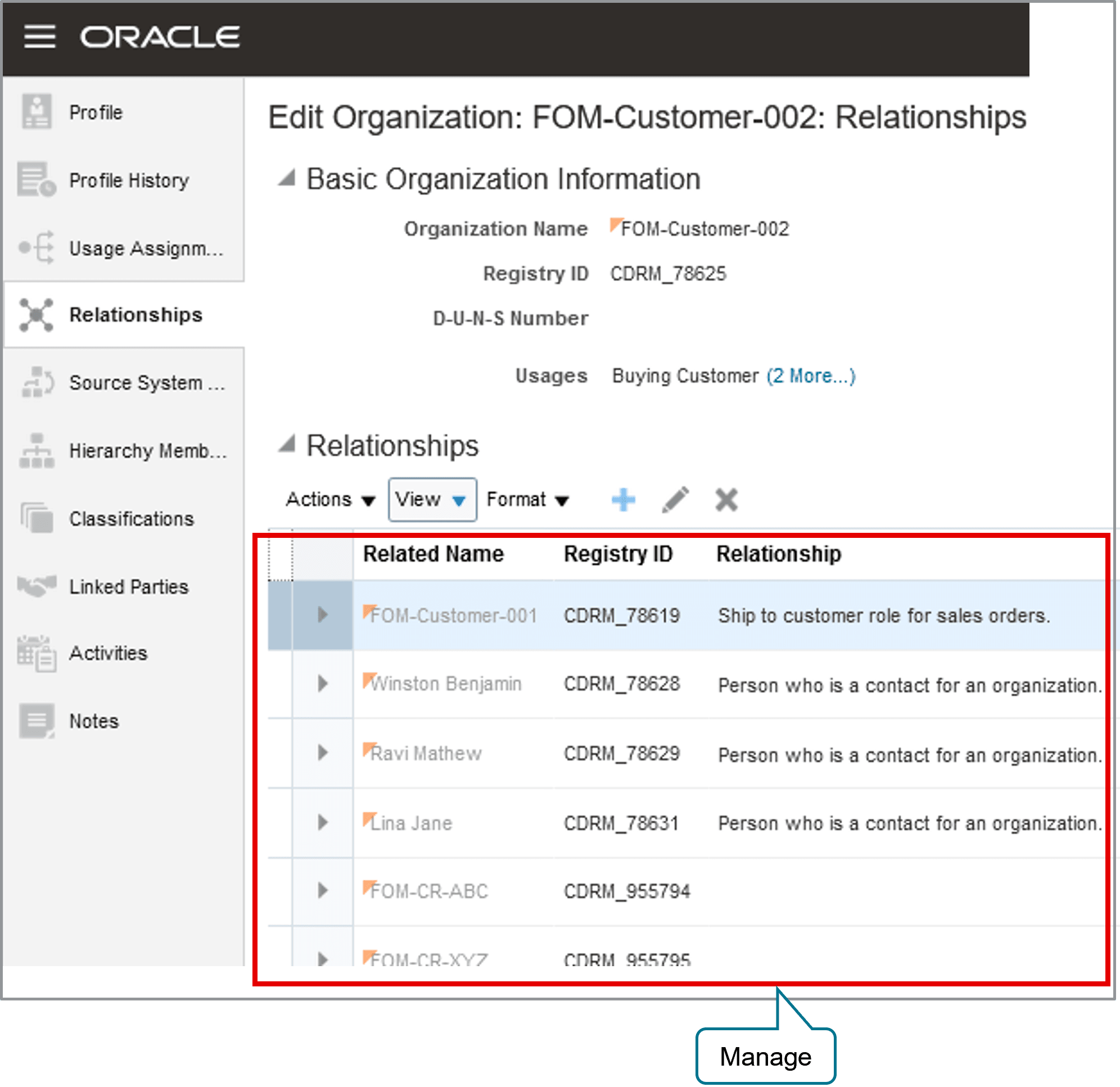 Create or edit the relationships.