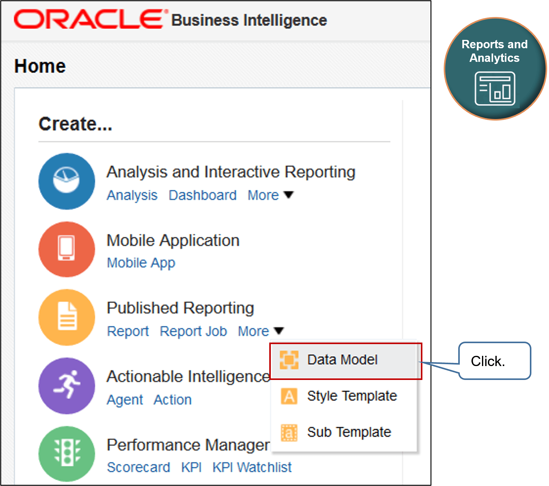 Clicking the Data Model.