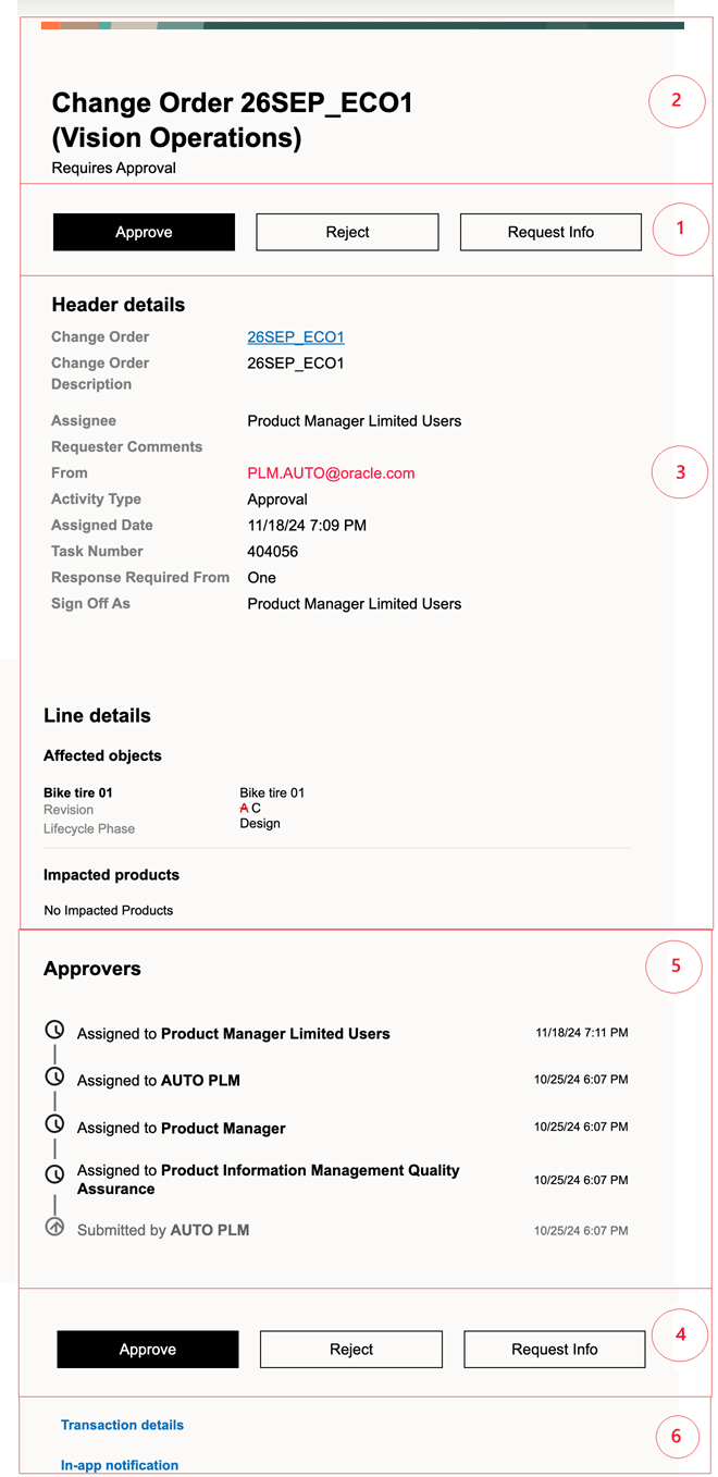 This image displays the change order email notifications