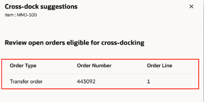 Cross-Dock Suggestion Details