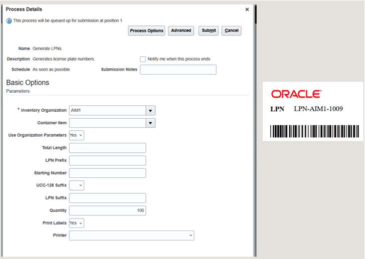 Generate LPNs Scheduled Process