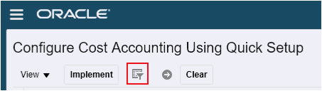 Query by Example icon on the Configure Cost Accounting Using Quick Setup page