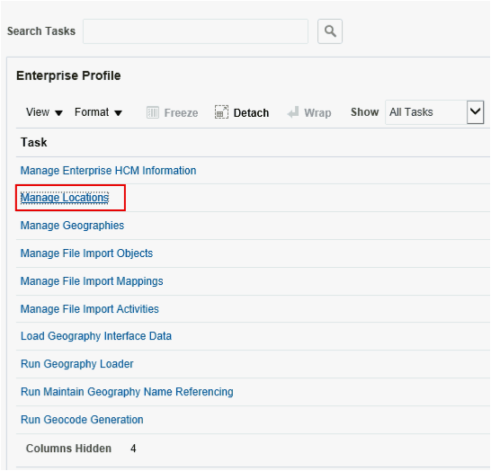 Manage Locations Link