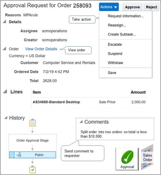 Use the Approval Request page to get details.