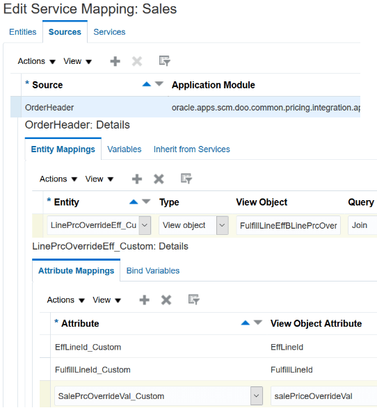 step that configures Pricing to read extensible flexfield values from the public view object that Order Management sends to Pricing