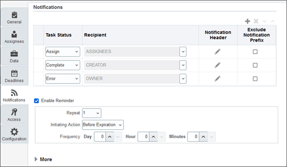 The enable reminder option