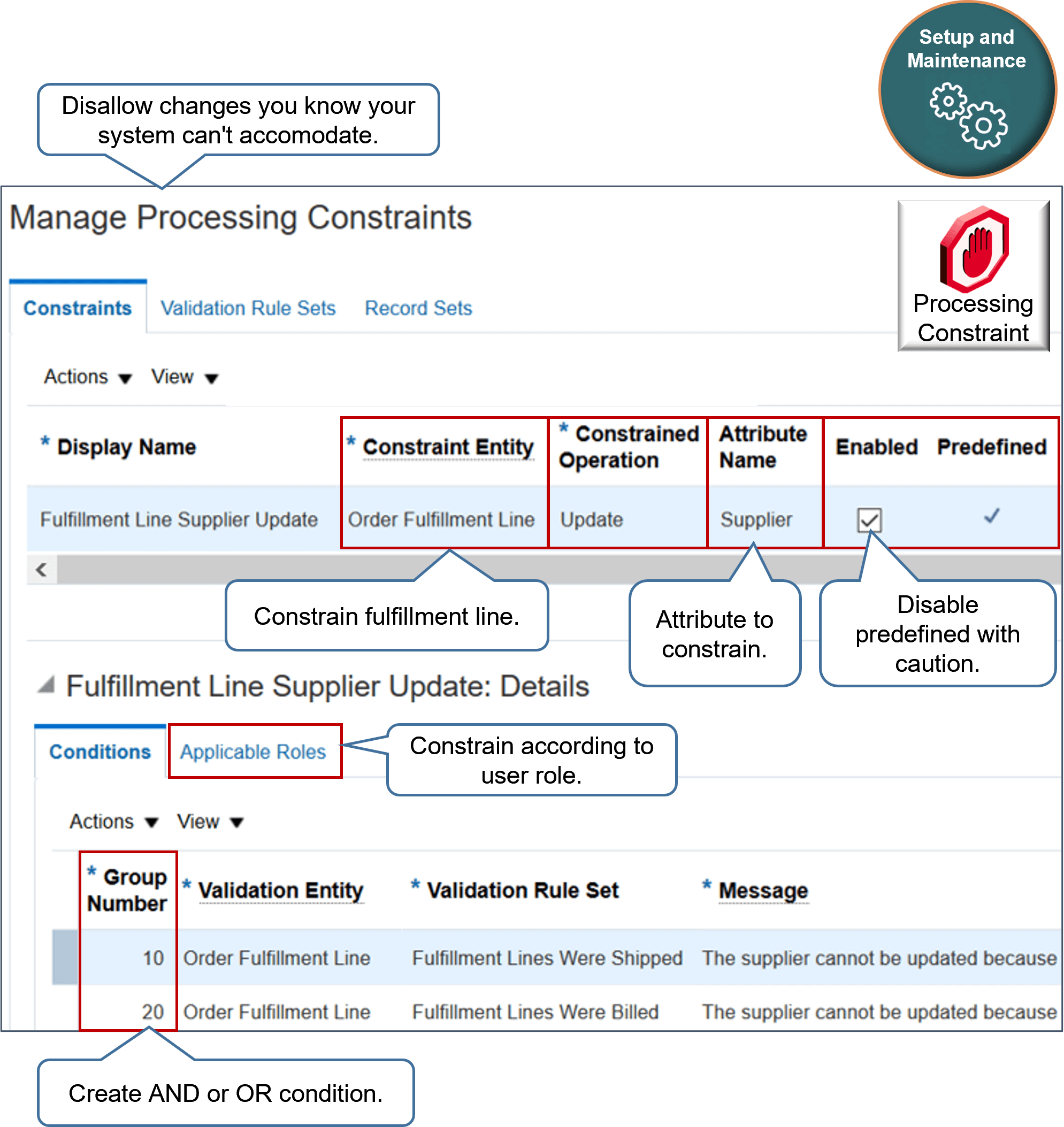 page Manage Processing Constraints