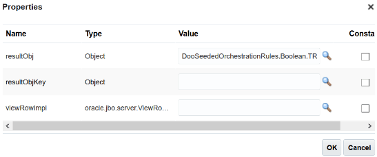 values in Properties dialog
