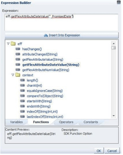 tab Functions in dialog Expression Builder