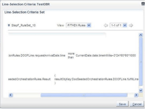 business rule for the line selection criteria in an orchestration process