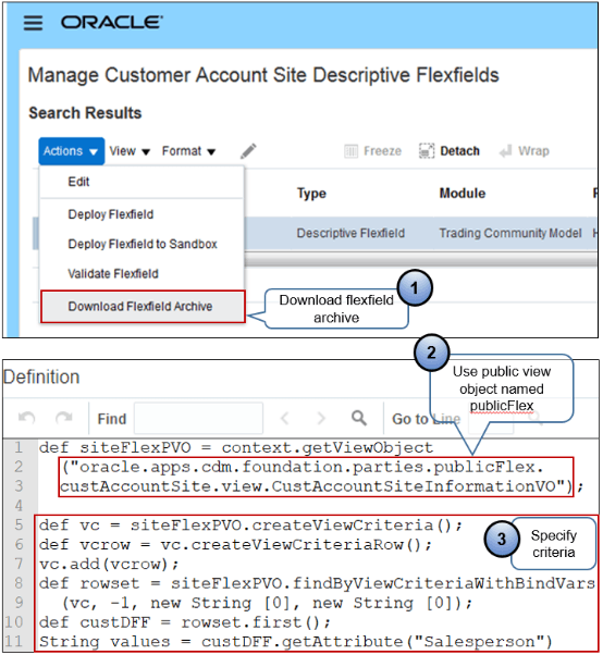 code that Gets Descriptive Flexfields from a Public View Object