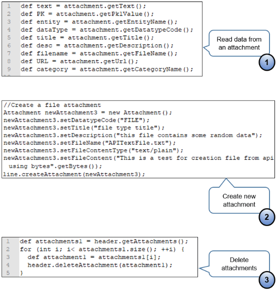 code that uses text or XML attachment files