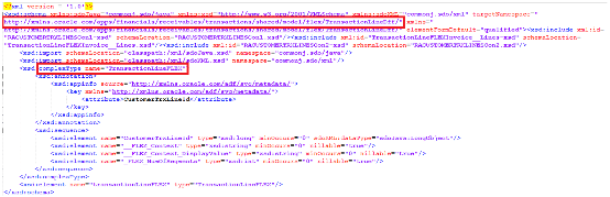 contents of RACUSTOMERTRXLINESCon1.xsd file.