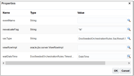 dialog with the required values