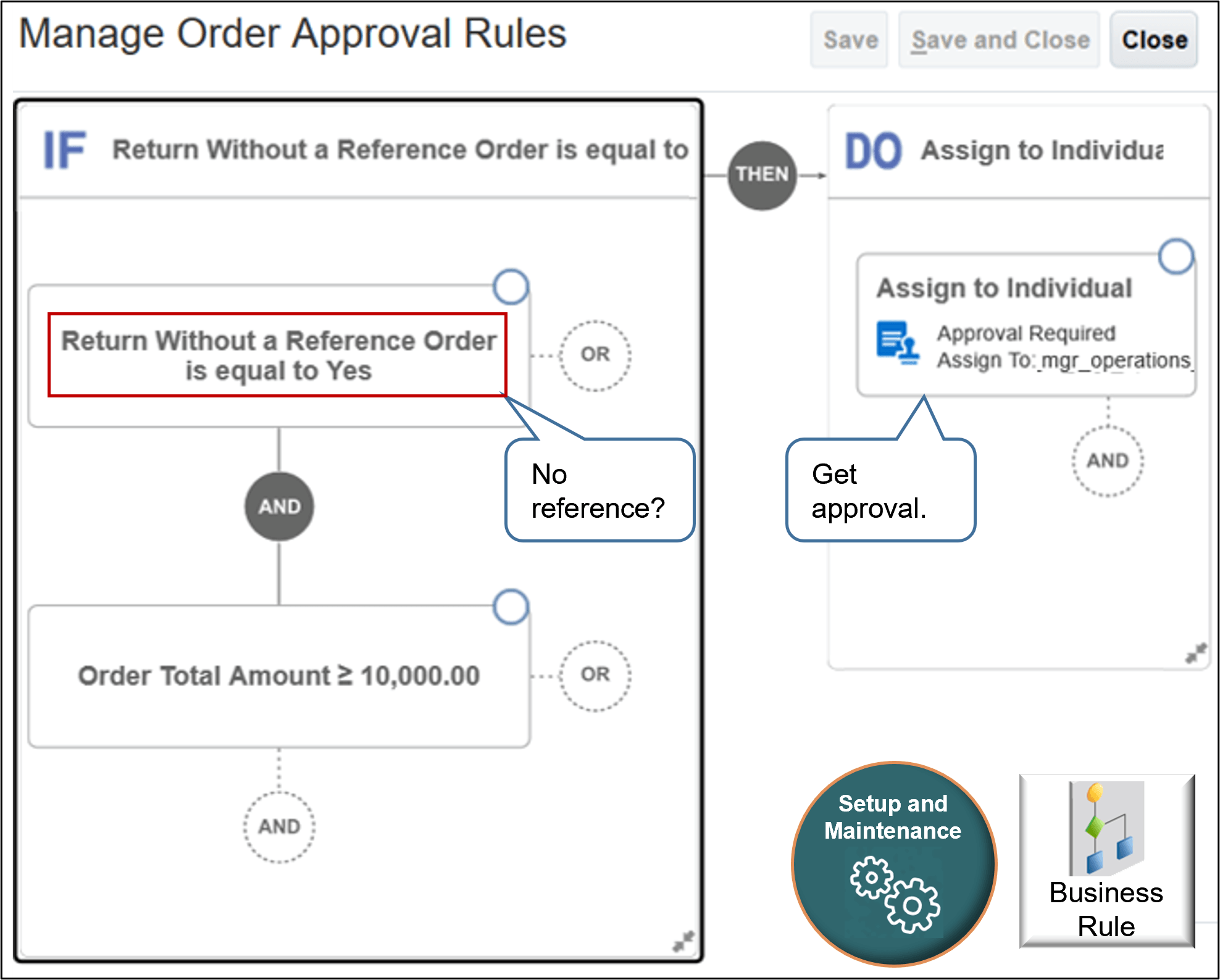 The Manage Order Approval Rules page