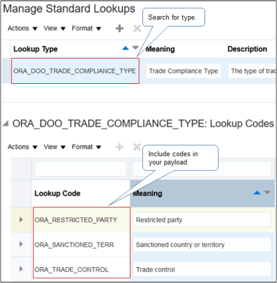 Lookup Codes for Compliance Type