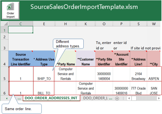 Setting Bill-to and Ship-to On the Same Order Line.