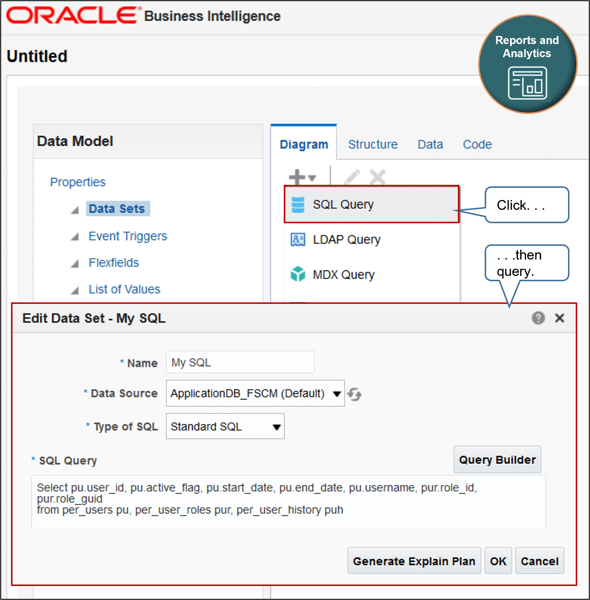 clicking New Data Set then SQL Query