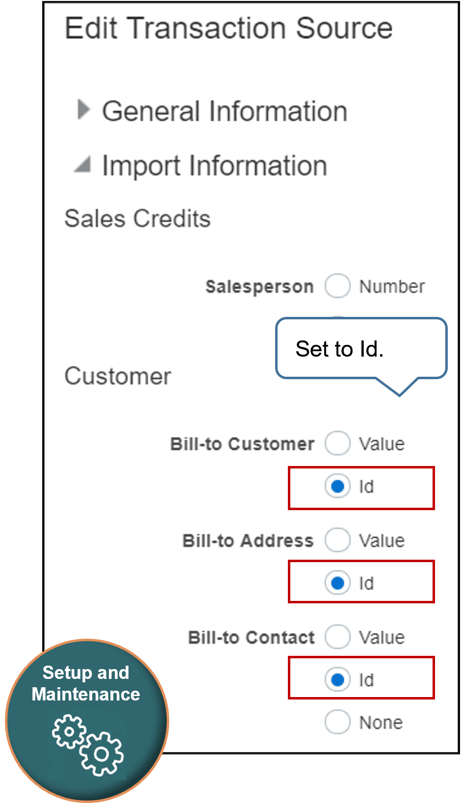 set the option to Id