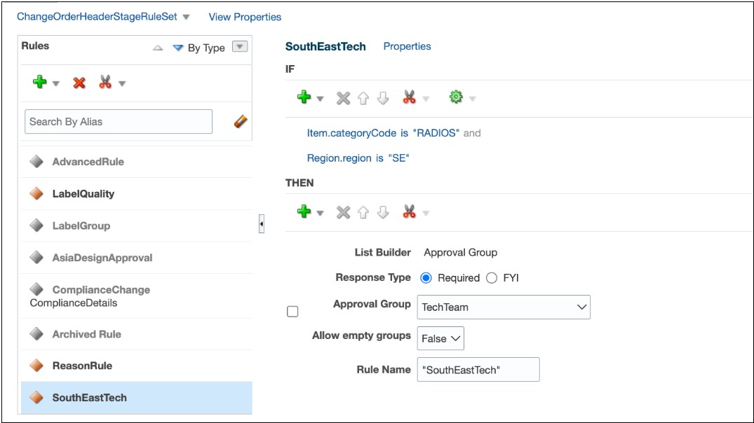 Image that shows the rule added in BPM Worklist