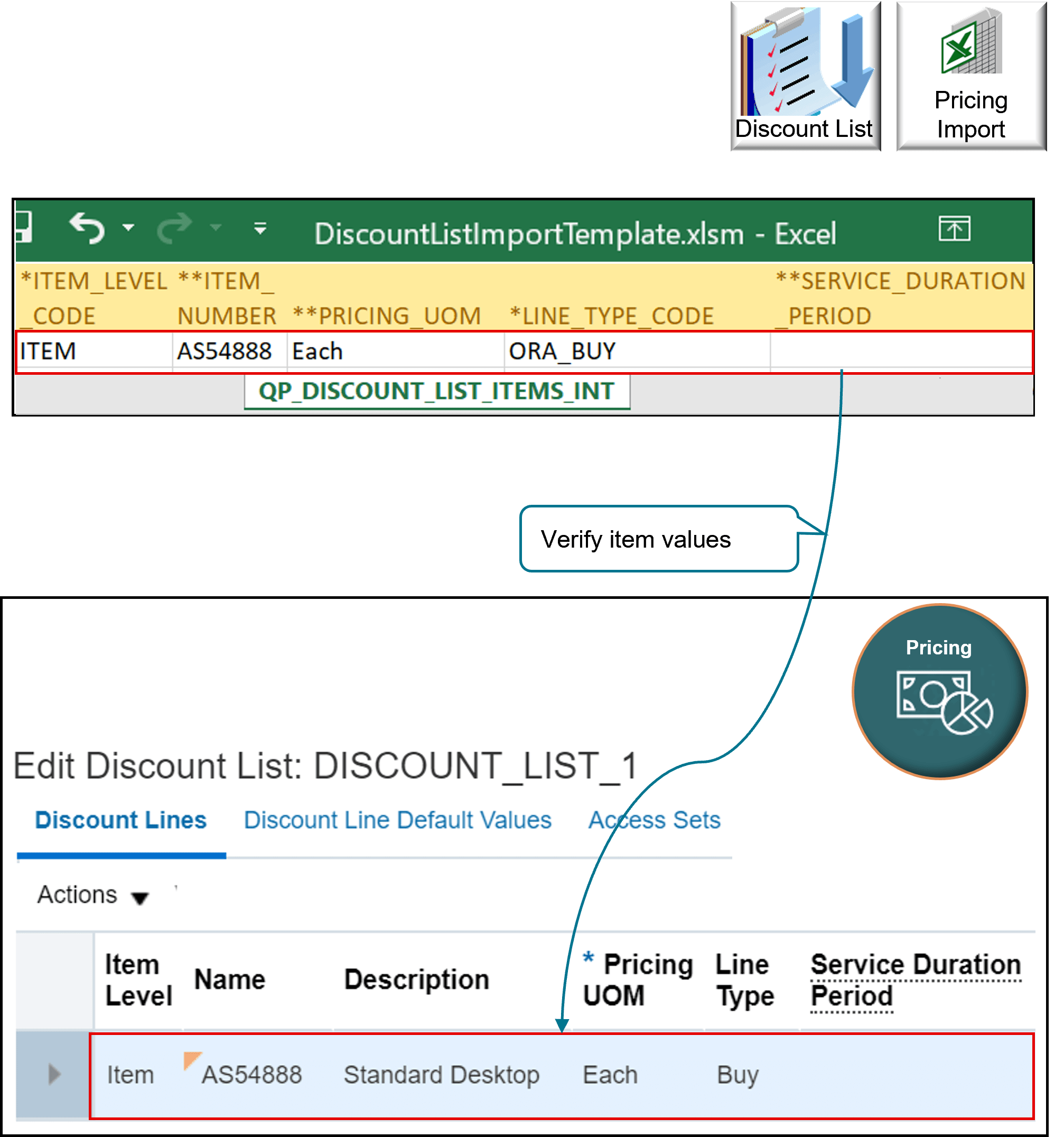 Search for your item in the Discount Lines area.