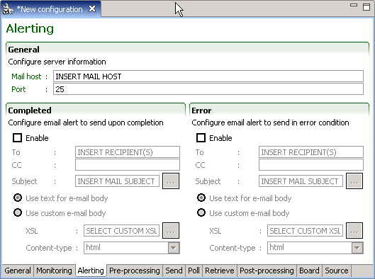 Image showing the Alerting Tab window.