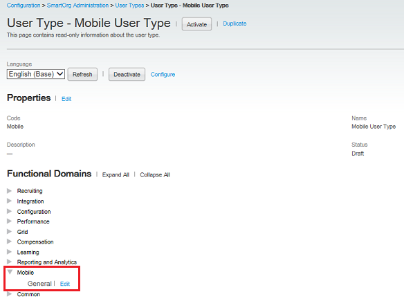 The image shows the User Type page and functional domains.
