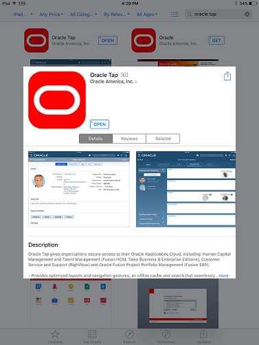The image shows the Oracle Tap app in the Apple App Store.